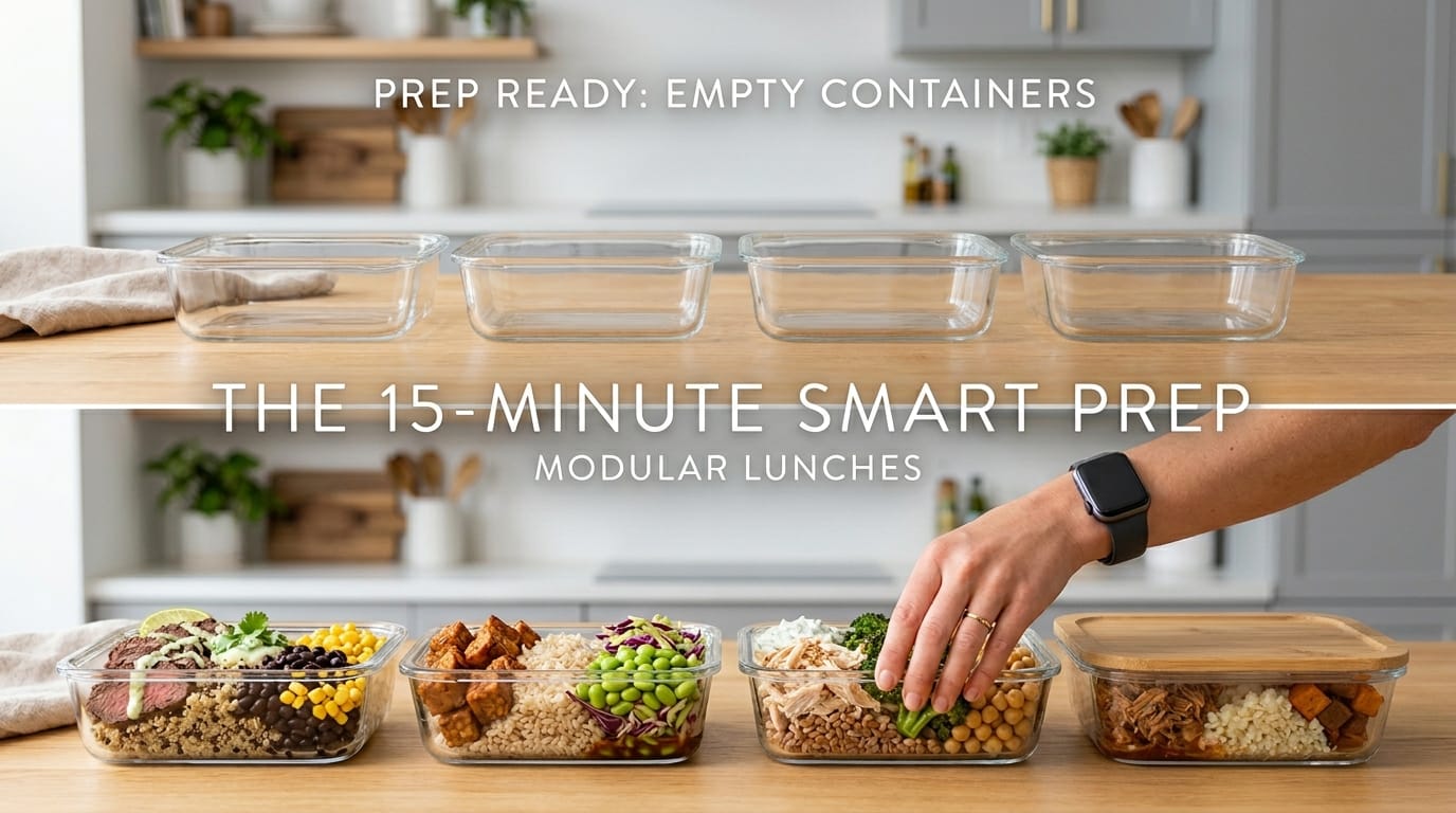 Meal prep containers with ingredients