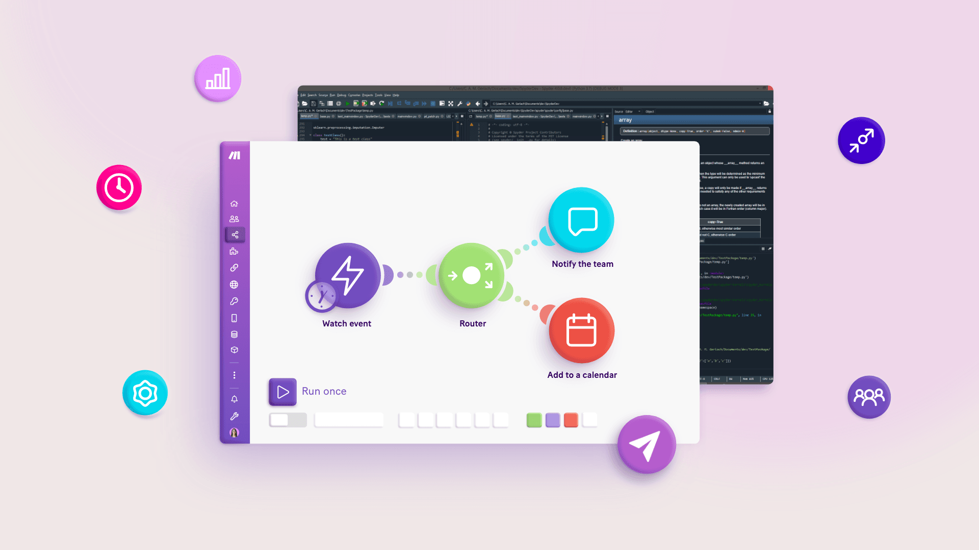 Visual automation interface with workflow elements